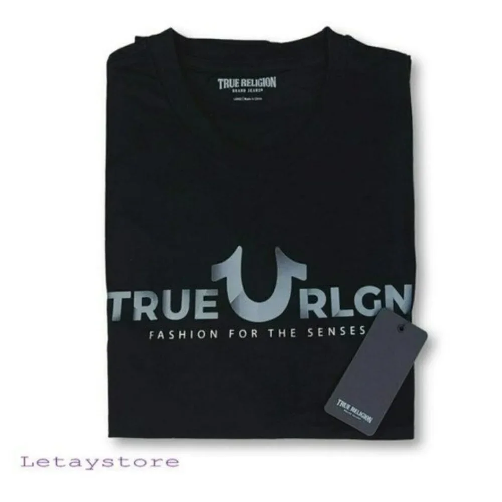 NWT True Religion Graphic Logo Print Foil Crew Neck T-Shirt